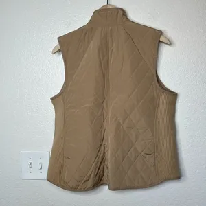 Talbots Womens Tan Quilted fisherman-core Zip-Up Front Pockets Sleeveless large thumbnail 6