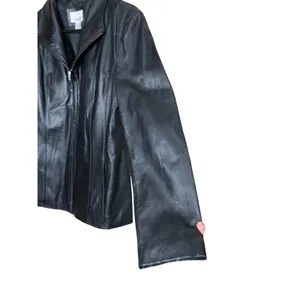 Vintage East 5th Black Genuine Leather Zipper Front‎ Jacket Women's Medium thumbnail 4