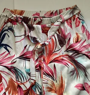 Hot Kiss tropical floral tie wide leg beach boho pants, size large thumbnail 3