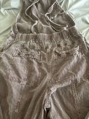 Free People Brown Plaid Utility Overalls Jumpsuit Size Medium thumbnail 12