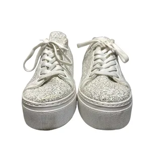 Steve Madden Womens White 2 Star Glitter Low Top Platform Sneakers Shoes Size 41 thumbnail 2