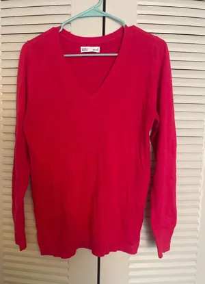 croft & barrow Bright Pink V-Neck Sweater thumbnail 1