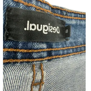 Desigual Embroidered Daisy Cropped Culotte Jeans‎ Wide Leg Blue Denim 40 US 8 thumbnail 10