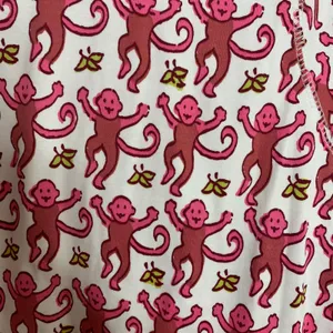 Roller Rabbit Monkey Pajama Top Pink Womens Medium New thumbnail 6