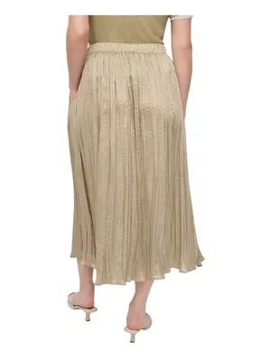 NWT DKNY Womens Crushed Crease Woven Midi Skirt P5DNSB53 Pale Moss Brown Green M thumbnail 2