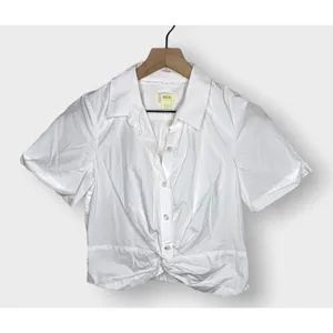✨MAEVE Anthropologie Short Sleeve Button Down Sz XS White Top✨ thumbnail 2