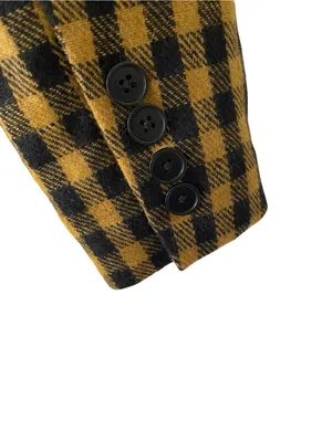 Reformation Lazer Checked Open-Front Blazer Jacket Black size XS thumbnail 7
