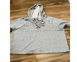 Aerie Gray Lace Up Hoodie Sweatshirt relax fit Size XL thumbnail 4
