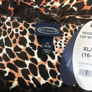 Y2K Scoop Women Leopard Cropped Cami Top XL‎ Lace Trim Night Club Coquette Layer thumbnail 2