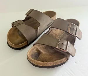 Birkenstock Arizona Stone Birkibuc MISMATCH Sandals Pair Regular Right 9 Left 8 thumbnail 2