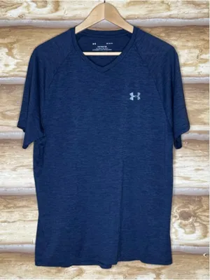 Under Armour Navy V-Neck Short-Sleeve Tech Tee size large thumbnail 2