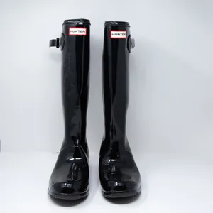 NEW Hunter Women's Rubber Knee High Rain Waterproof Shiny Boots Black 10 thumbnail 2