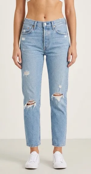 Levi's Women 501 Original Cropped Cotton High Rise Jeans 28 Straight Leg Classic thumbnail 1