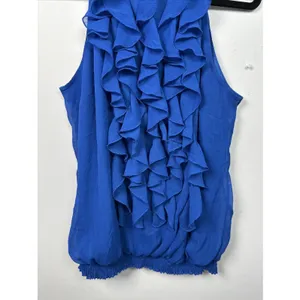 Vintage Mossimo Medium Top Blue Ruffles Y2K‎ Womens Sleeveless Tank Halter Neck thumbnail 11