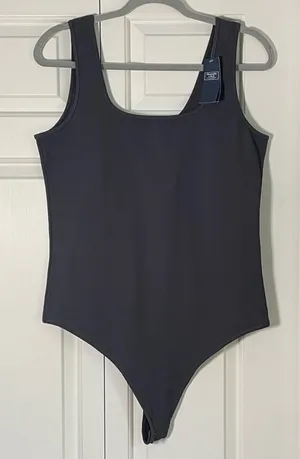 Abercrombie & Fitch Soft A&F Ribbed Bodysuit XXL Gray Charcoal Sleeveless NWT thumbnail 1