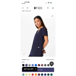 Figs Women's Casma Three-Pocket Scrub Top V-neck Size XLarge Navy Blue Medical thumbnail 2