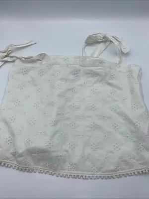 Aerie White Eyelet Cropped Tie Strap Summer Beach Cottage Core Tank top Small thumbnail 2