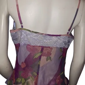 Frederick’s of Hollywood Sheer Floral Mesh Cami – Lace Trim – Size L thumbnail 2