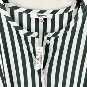Madewell Tie Waist Midi Shirtdress in Stripe White Deep Forest Cotton US 10 NWT thumbnail 14