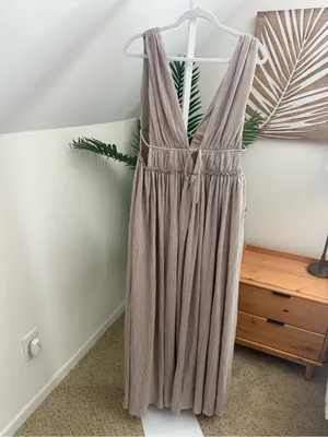 Jonathan Simkhai Gold Plisse Gown | Sz Large thumbnail 5