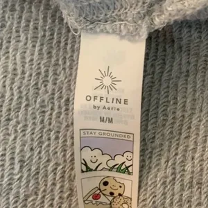 Offline by‎ Aerie Gray Short Sleeve Sweatshirt Medium Terry Knit Lounge Top thumbnail 4