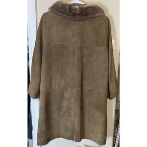 Vintage Annshire Original Suede Coat Faux Fur Collar Tan Brown 60s Union made thumbnail 10