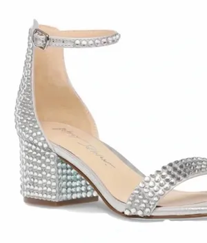 Betsey Johnson Silver Crystal Ankle-Strap Block Heel - 7.5 thumbnail 1