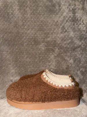 Auden Women's Kaya Genuine Suede Clog Slippers Brown Fuzzy Shearling thumbnail 5