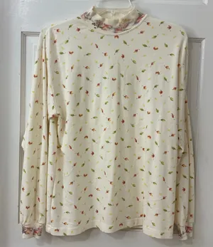 VTG Northern Reflections 80s 90s Autumn Leaves Mock Neck Top S Fall Granola thumbnail 1