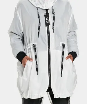 UGG BRITTANY HOODED Sheer ANORAK White S NWT Rain Festival Stay Dry Tailgating thumbnail 1