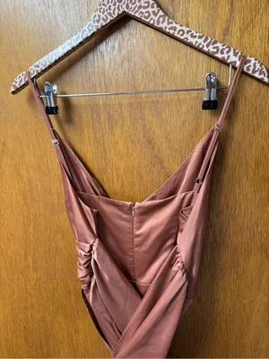 Showpo. How Will I Know Wrap Waist Tulip Hem Midi Dress Dusty Rose US 6 NWT thumbnail 9