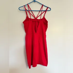Charlotte‎ Russe Bodycon Strappy Mini Dress Dark Pink Size Medium thumbnail 2