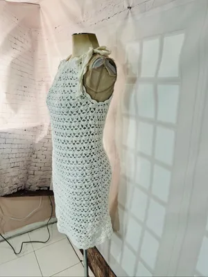 Lilly Pulitzer White Crochet Halter Tie Neck Cotton Midi Sheath Dress Size Small thumbnail 3