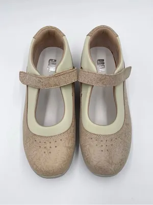 DREW Rose Mary Jane Flats Comfort Shoes Women's Size 7.5 Wide Bone Tan Floral thumbnail 3