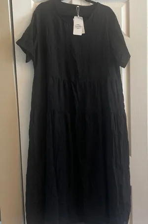 Yesno Tiered Maxi Dress Womens Size 2XL Black Boho Flowy Cotton Blend New Lagom thumbnail 1