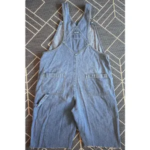 Vintage 90's Crazy Horse Liz Claiborne Women's Denim Overalls Crop Raw Hem Blue thumbnail 9