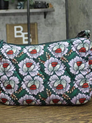 NEW Vera Bradley Quilted Floral Shoulder Bag Purple Green Multi One Size thumbnail 2