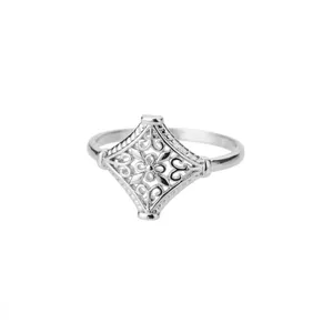 Boutique NEW 14k White Gold Plated Cut‎ Out Filigree Hollow Flower Ring, Size 7 thumbnail 4