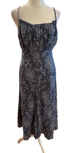 Madewell Womens NWT Blue Floral Midi Sundress Spaghetti Straps Button size 2 thumbnail 1