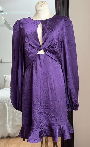 ASTR Purple Twist Satin Dress Size Medium new without tags thumbnail 1
