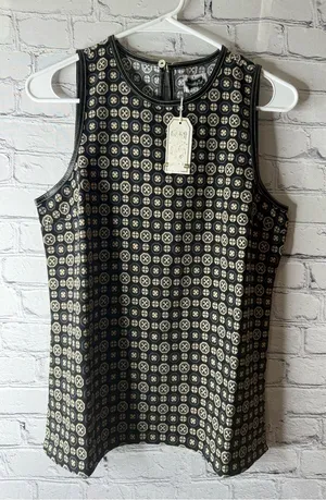 Mud Pie Black and Cream Sleeveless Geometric tunic shirt size small thumbnail 1