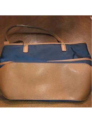 Michael Kors Navy Blue & Brown Nylon Polyester Purse Shoulder Bag Handbag thumbnail 5