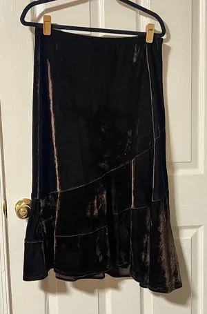 Vintage Style SZ S Dark Brown Velvet Ruffle Maxi Skirt Whimsigoth 90s Fairycore thumbnail 1