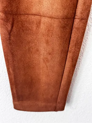 High-Rise Faux Suede Skinny Pants — Cognac thumbnail 5