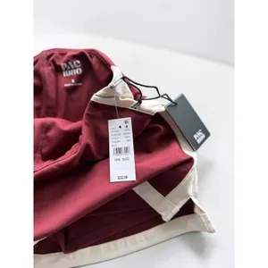 PacSun PAC 1980 Women Burgundy Red Athletic Skort White Trim Small NWT thumbnail 5