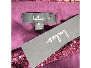 Lulus Sequin Bodysuit Plum Purple Plunging Neckline Size Medium NWT Club Glam thumbnail 7