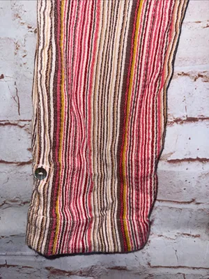 Sundance Pink Tan Stripe elastic Waist Bakari Beachy Pants Roll Tab Hem S pocket thumbnail 6