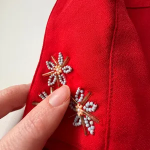 Woman Within Red Floral Embellished Beaded‎ Button Front Shirt Size 18/20 thumbnail 7