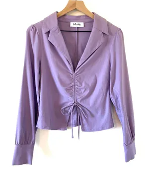Hello Ruby Boutique Purple Tie Top Size M thumbnail 1