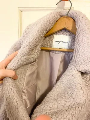 NWOT American eagle purple/gray long teddy jacket thumbnail 5
